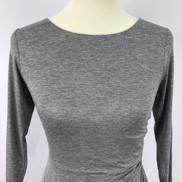 Heather Gray Back Twist 3/4 Sleeve Mini Dress - Picture 7 of 8